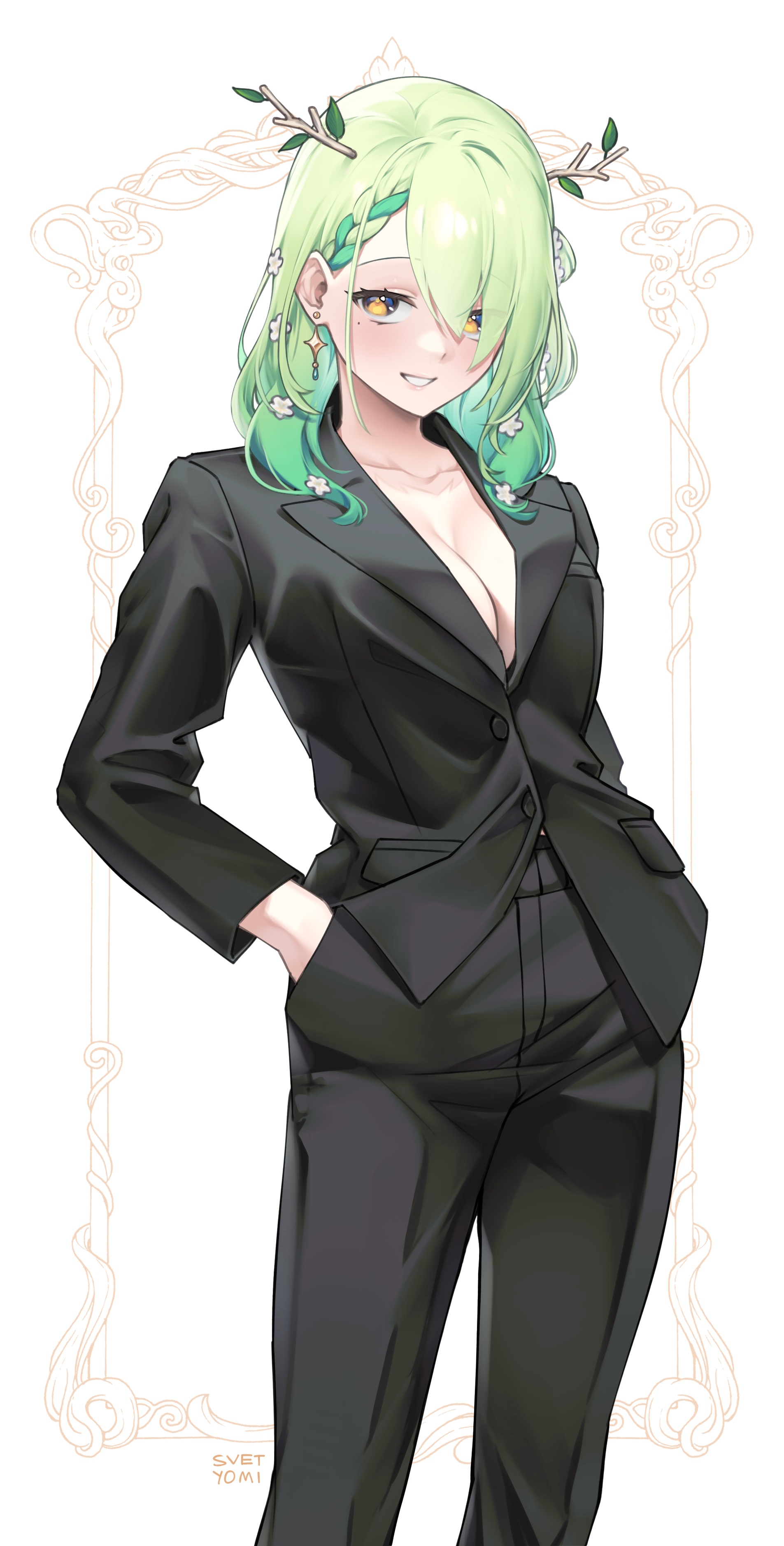 Svet Yomi Hololive Hololive English Ceres Fauna Business Suit Cleavage